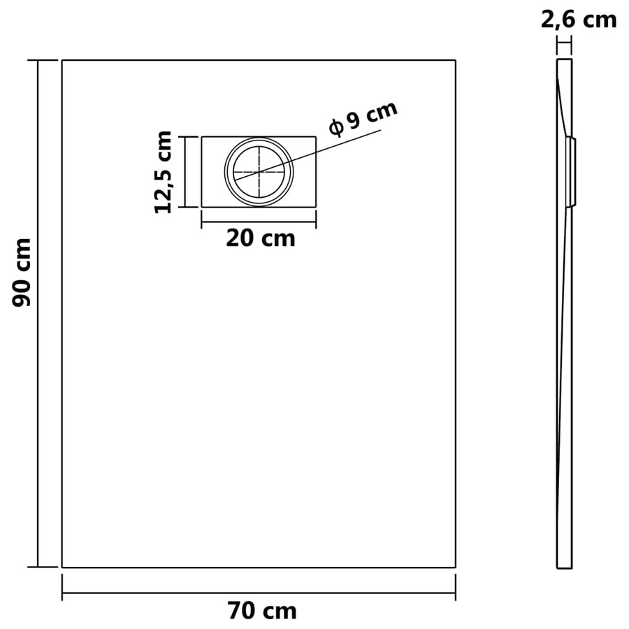 Douchebak 90x70 cm SMC wit 90 x 70 cm Wit