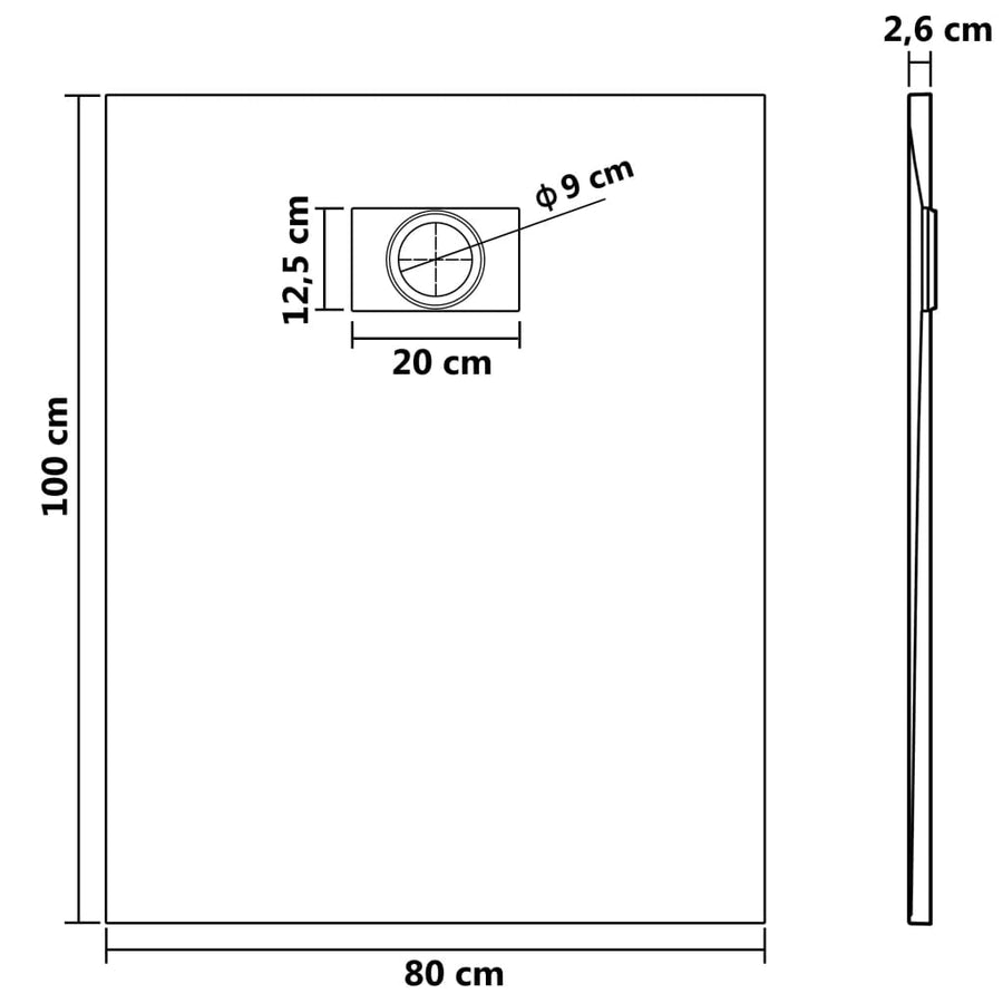 Douchebak 100x80 cm SMC zwart 100 x 80 cm Zwart