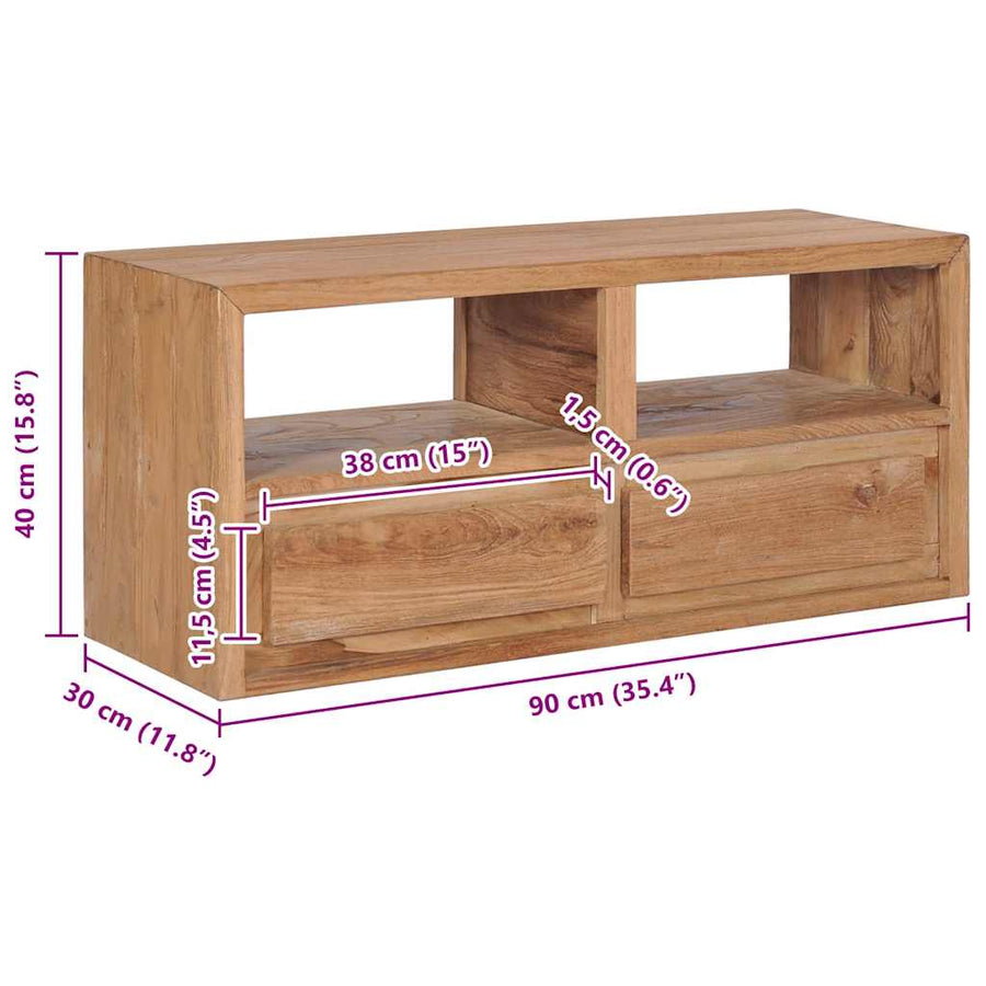 Tv-meubel 90x30x40 cm massief teakhout
