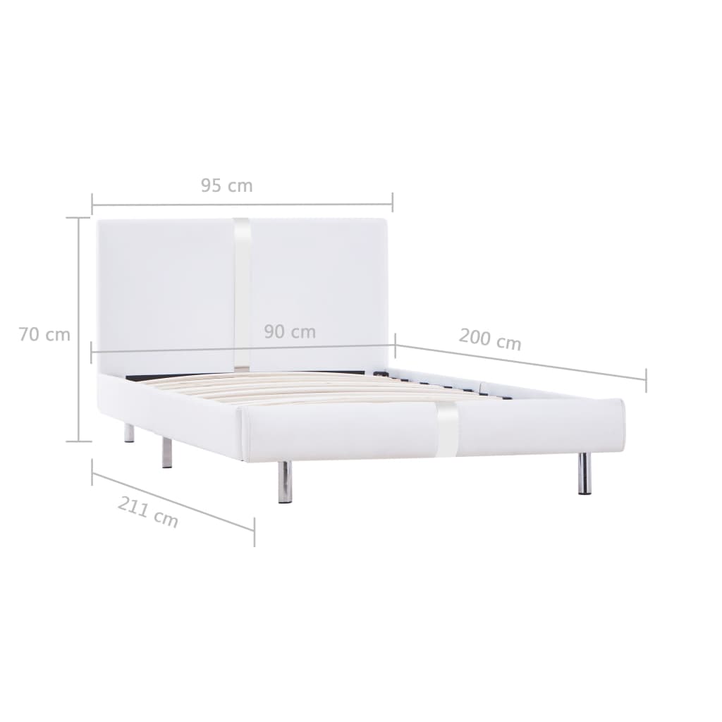 Bedframe Kunstleer Wit 90X200 Cm 90 x 200 cm