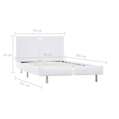 Bedframe Kunstleer Wit 90X200 Cm 90 x 200 cm