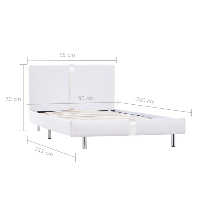 Bedframe Kunstleer Wit 90X200 Cm 90 x 200 cm