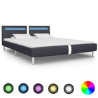 Bedframe Met Led Kunstleer 160 x 200 cm Zwart