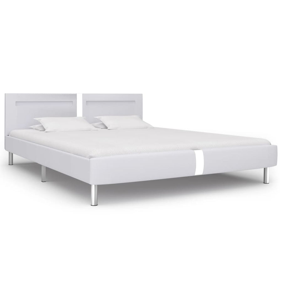 Bedframe Met Led Kunstleer 180 x 200 cm Wit