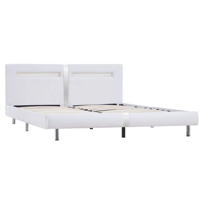 Bedframe Met Led Kunstleer 180 x 200 cm Wit