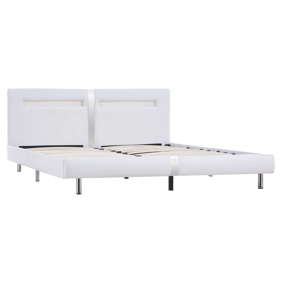 Bedframe Met Led Kunstleer 180 x 200 cm Wit