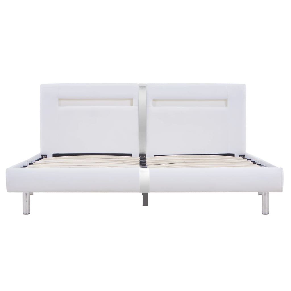 Bedframe Met Led Kunstleer 180 x 200 cm Wit