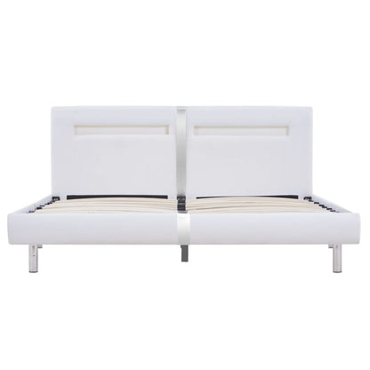 Bedframe Met Led Kunstleer 180 x 200 cm Wit