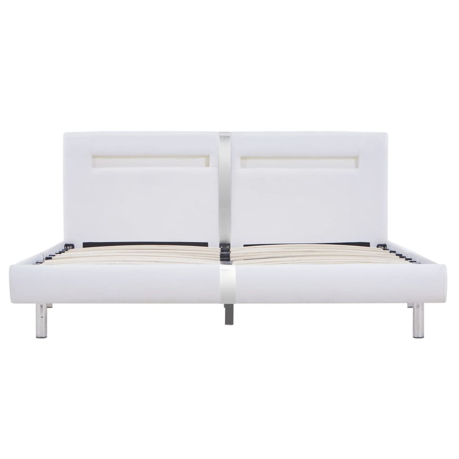 Bedframe Met Led Kunstleer 180 x 200 cm Wit