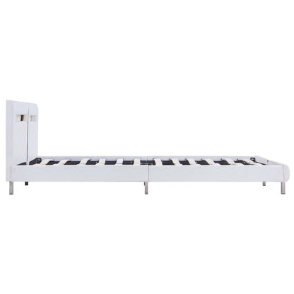 Bedframe Met Led Kunstleer 180 x 200 cm Wit