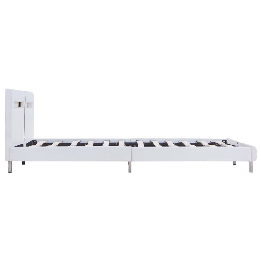 Bedframe Met Led Kunstleer 180 x 200 cm Wit