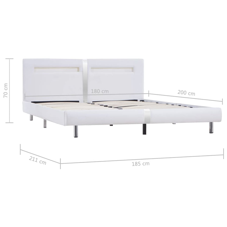 Bedframe Met Led Kunstleer 180 x 200 cm Wit