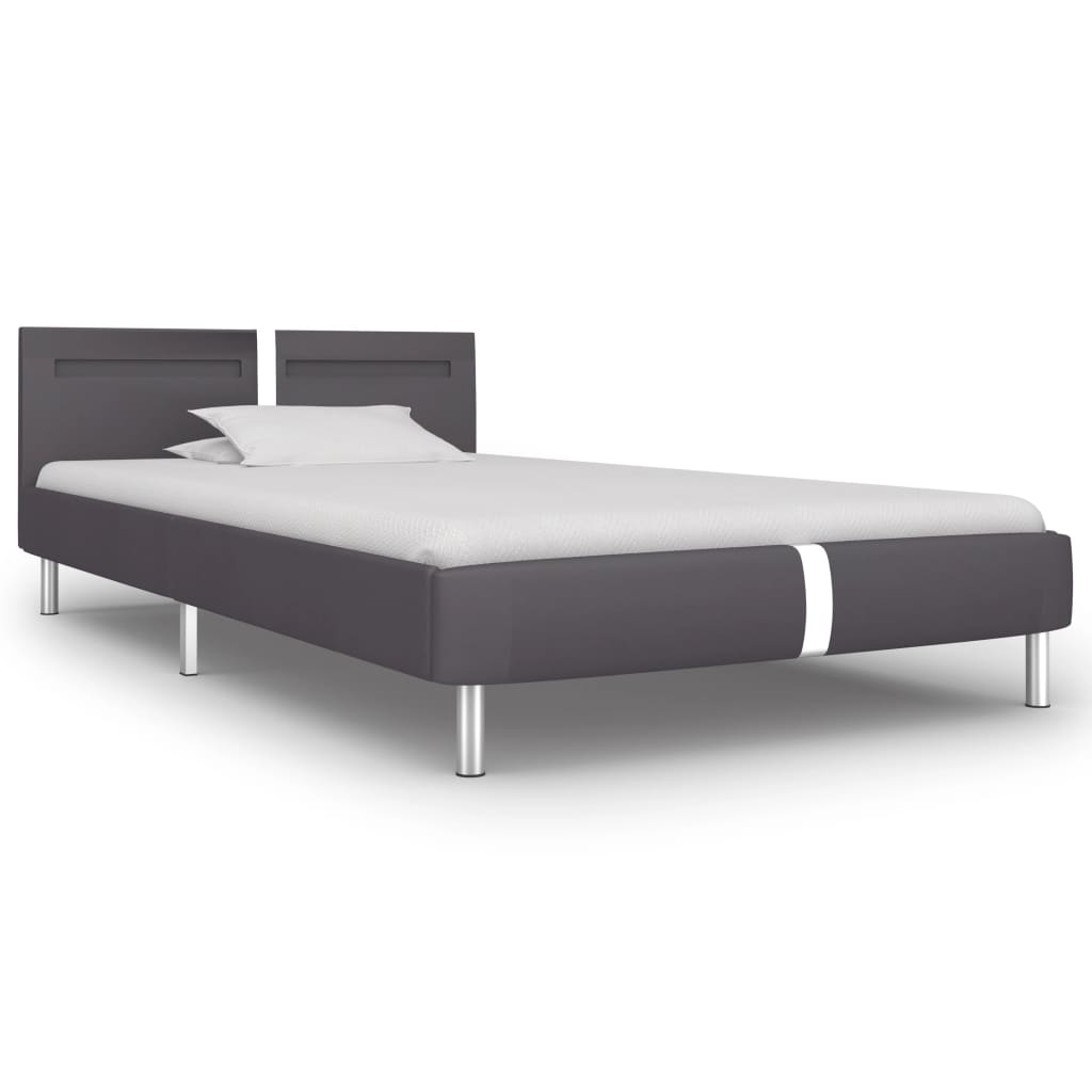 Bedframe Met Led Kunstleer 90 x 200 cm Grijs