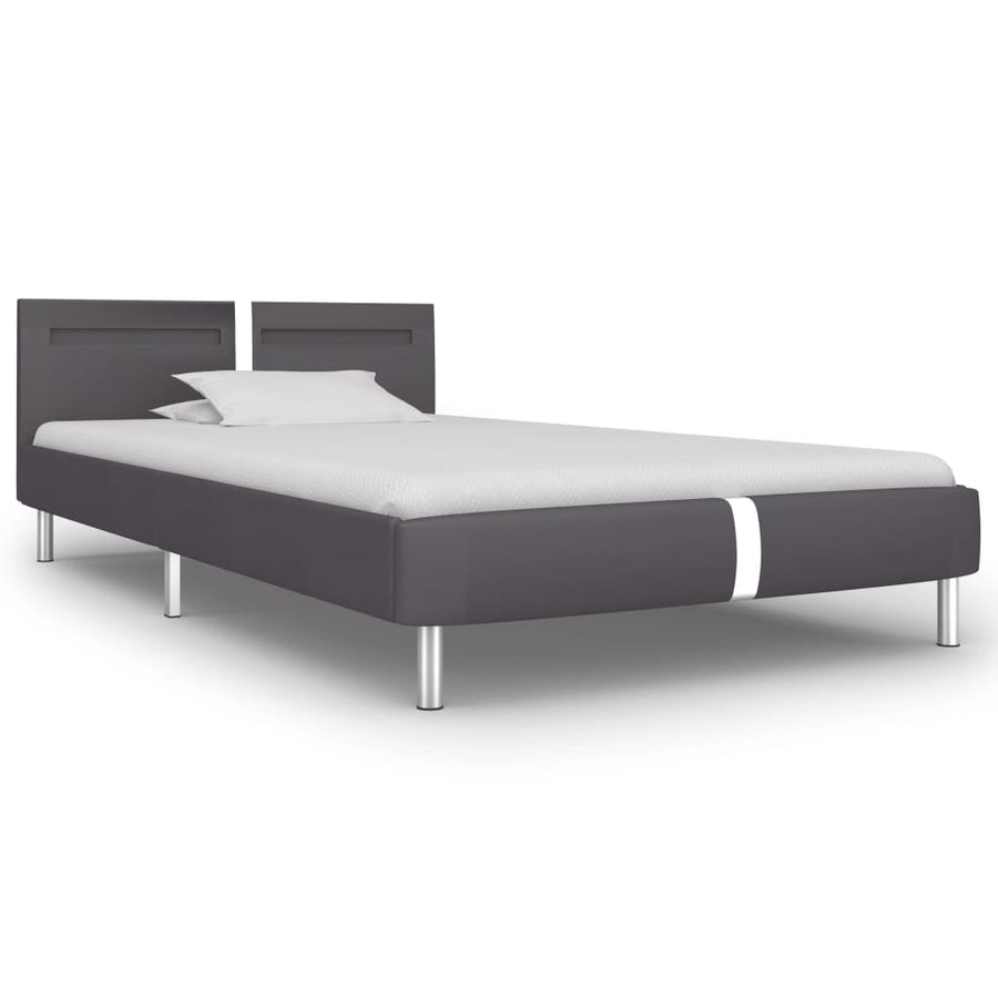 Bedframe Met Led Kunstleer 90 x 200 cm Grijs