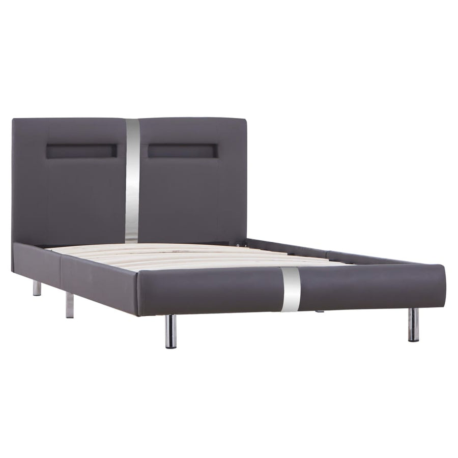 Bedframe Met Led Kunstleer 90 x 200 cm Grijs