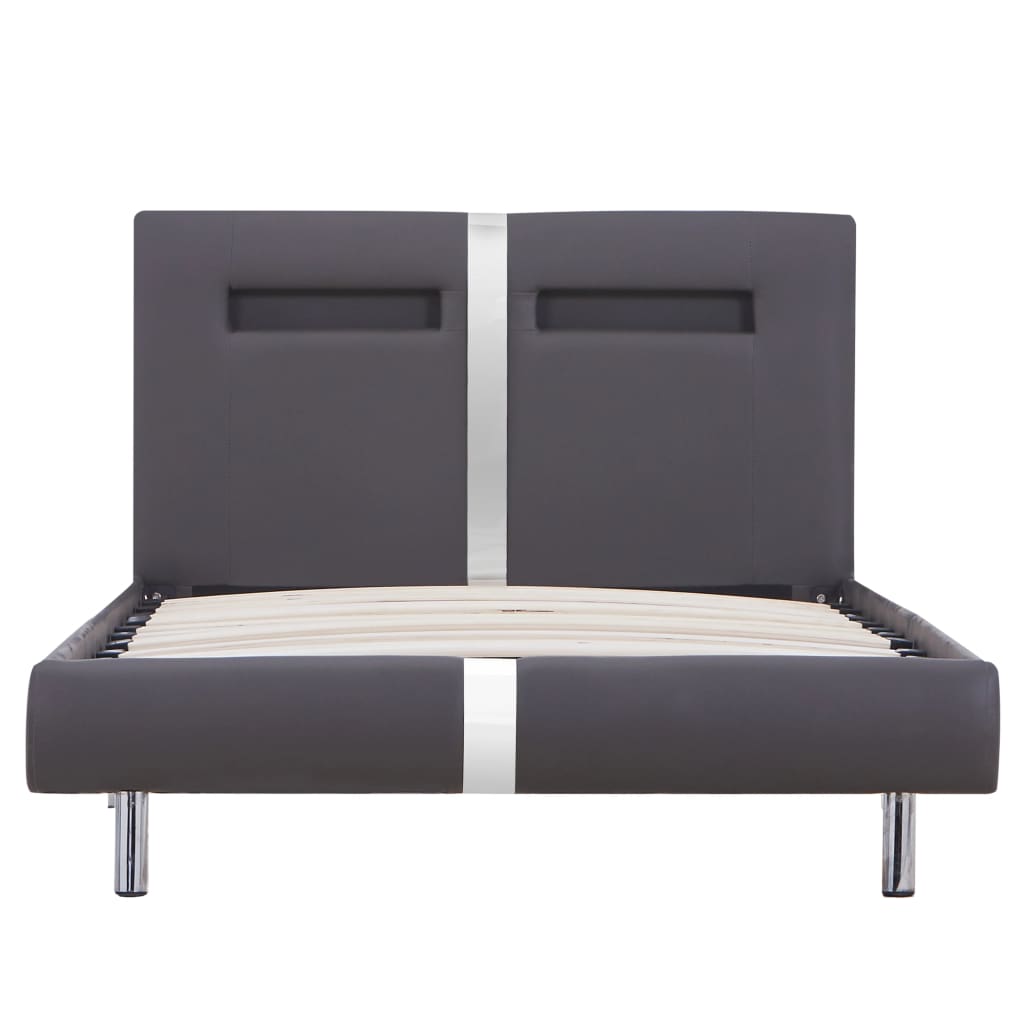 Bedframe Met Led Kunstleer 90 x 200 cm Grijs