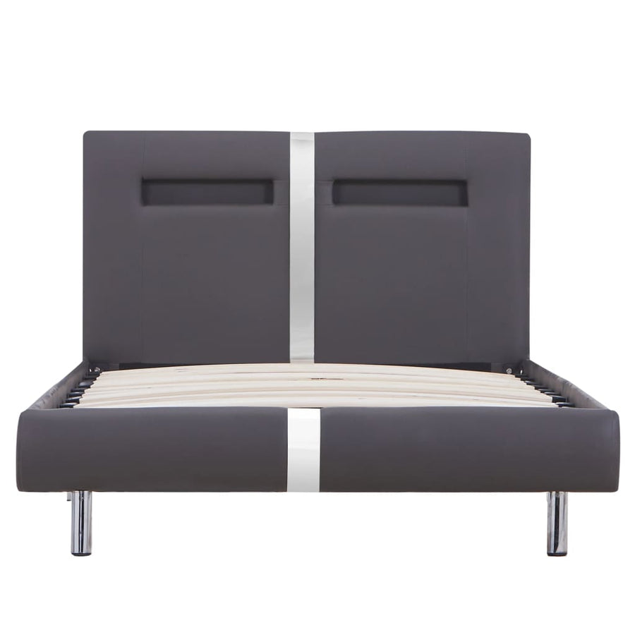 Bedframe Met Led Kunstleer 90 x 200 cm Grijs