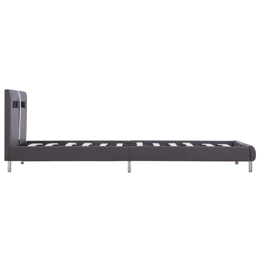 Bedframe Met Led Kunstleer 90 x 200 cm Grijs