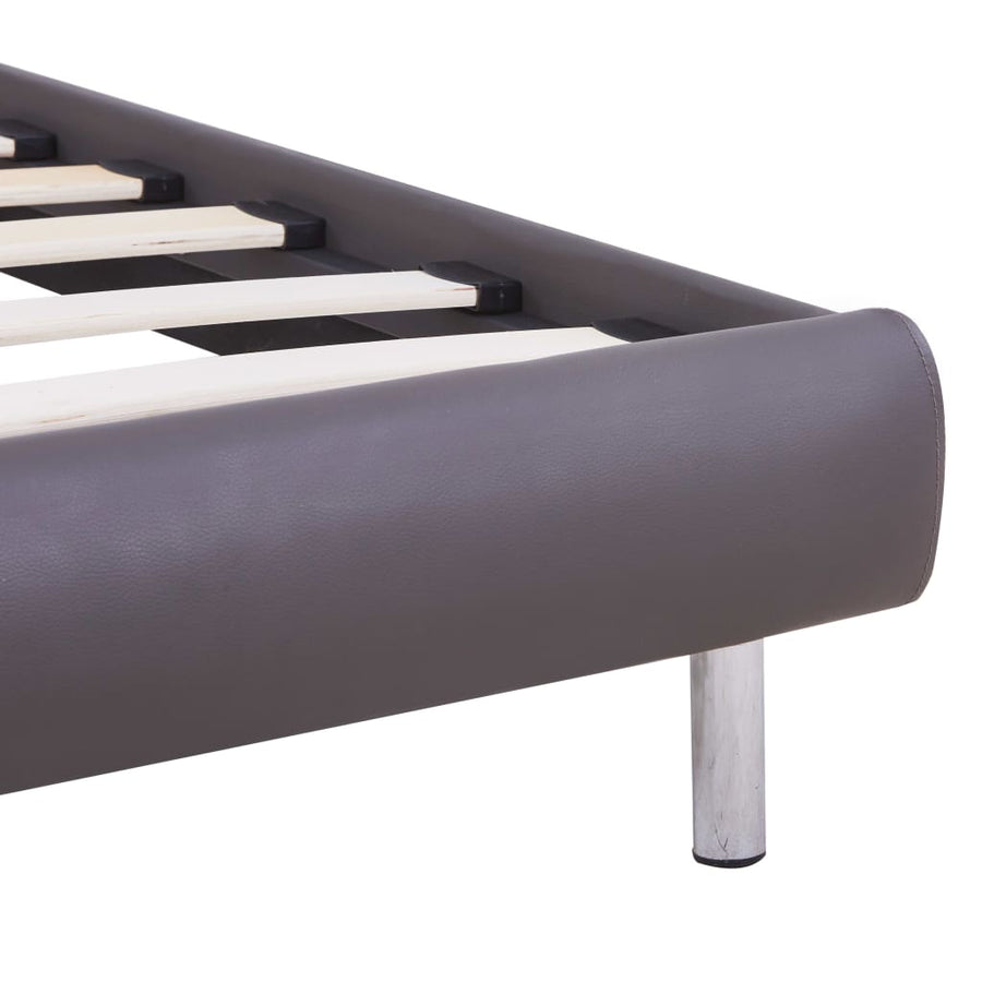 Bedframe Met Led Kunstleer 90 x 200 cm Grijs