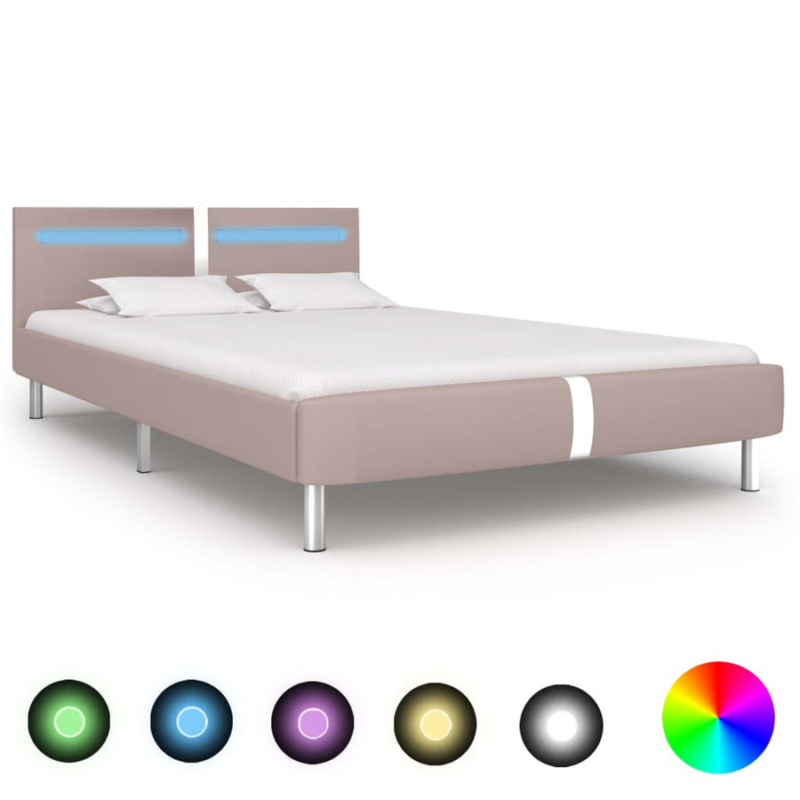 Bedframe Met Led Kunstleer 120 x 200 cm Cappuccino