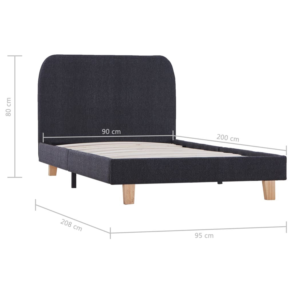 Bedframe Stof 90 x 200 cm Donkergrijs