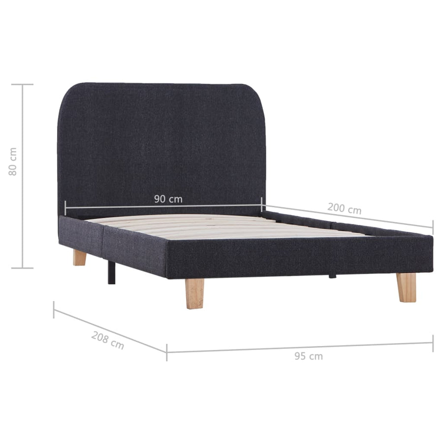 Bedframe Stof 90 x 200 cm Donkergrijs