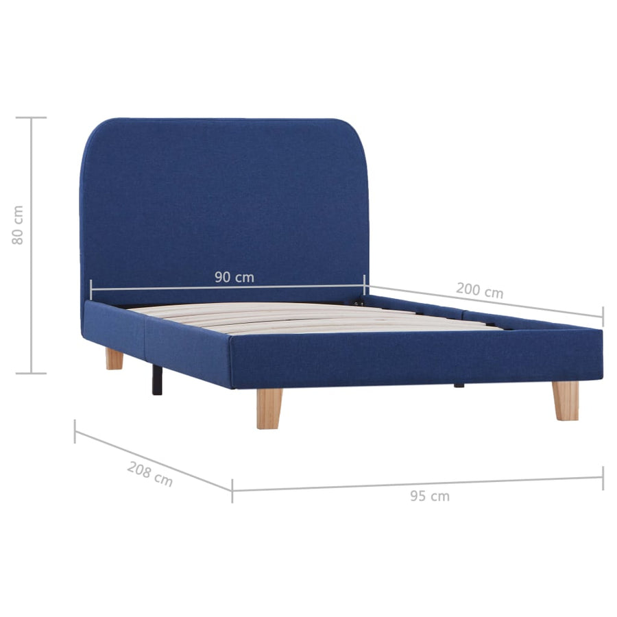 Bedframe Stof 90 x 200 cm Blauw
