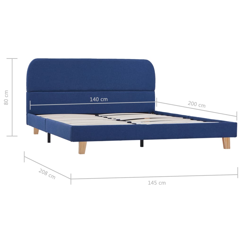 Bedframe Stof 140 x 200 cm Blauw