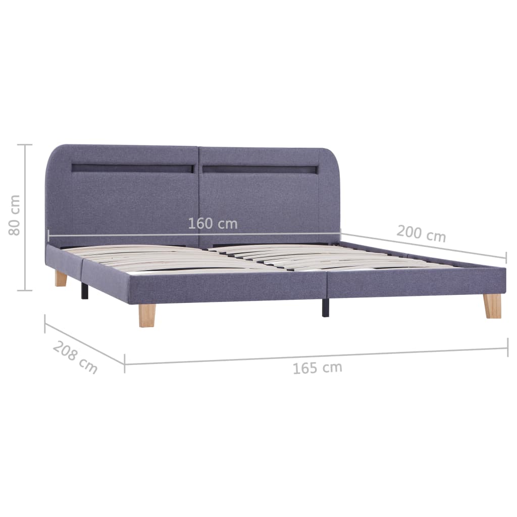 Bedframe Met Led Stof 160 x 200 cm Lichtgrijs