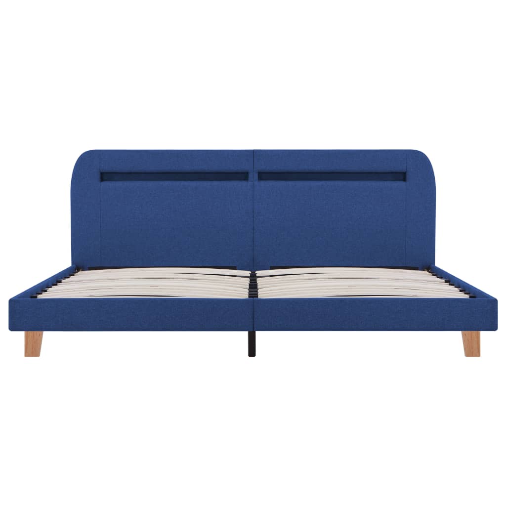 Bedframe met LED stof blauw 160x200 cm 160 x 200 cm Blauw