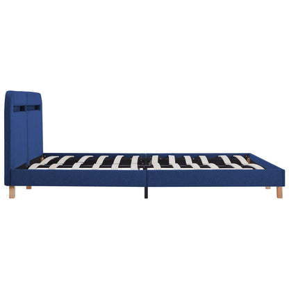Bedframe met LED stof blauw 160x200 cm 160 x 200 cm Blauw