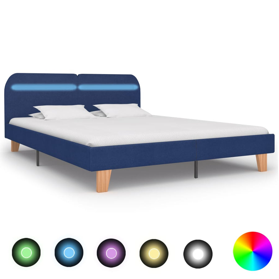 Bedframe Met Led Stof 180 x 200 cm Blauw