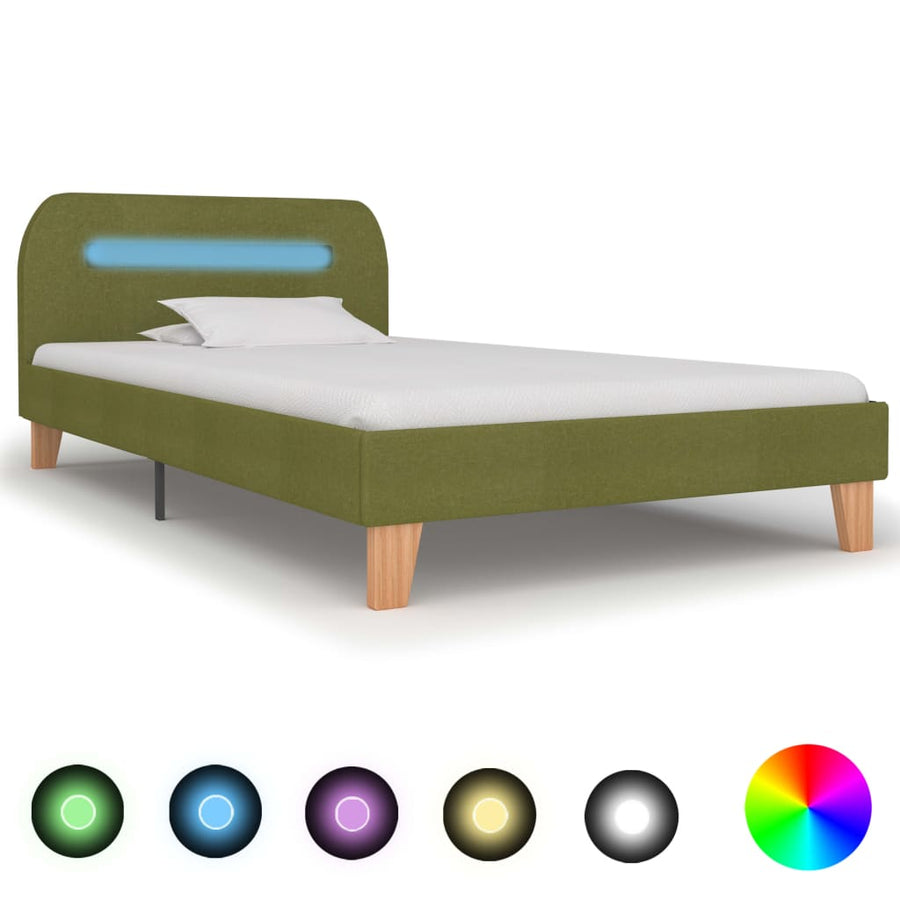 Bedframe Met Led Stof 90 x 200 cm Groen