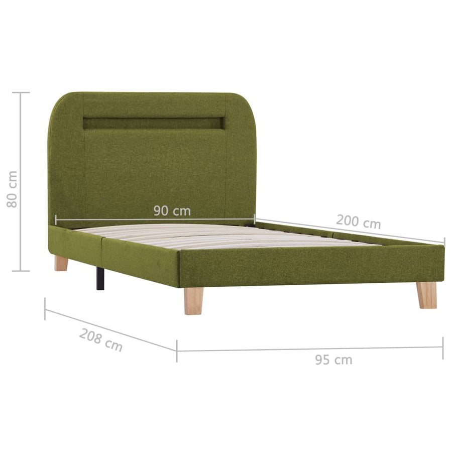 Bedframe Met Led Stof 90 x 200 cm Groen