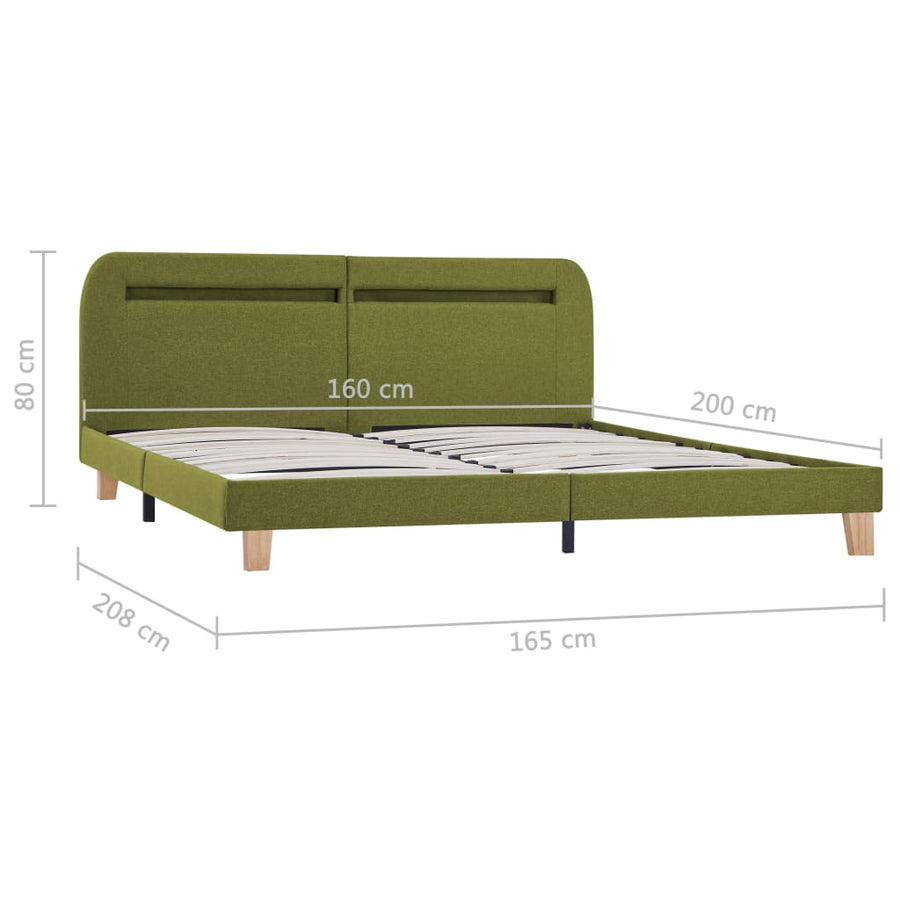 Bedframe Met Led Stof 160 x 200 cm Groen