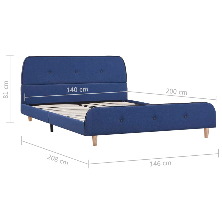 Bedframe Stof 140 x 200 cm Blauw