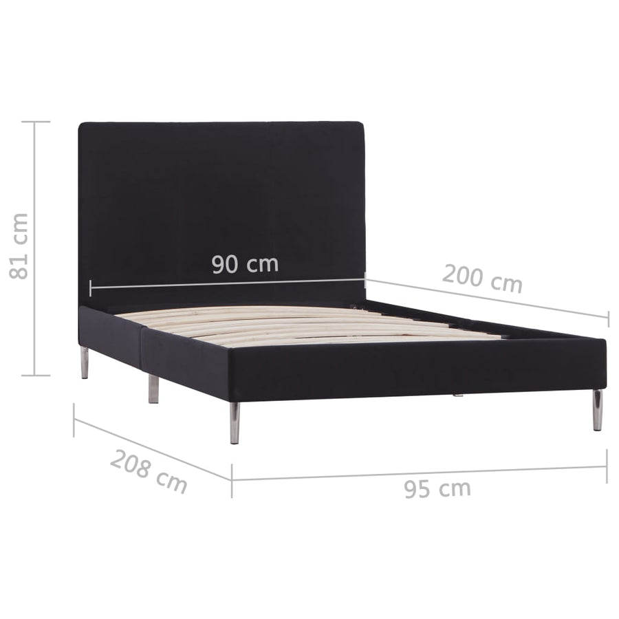 Bedframe Stof 90 x 200 cm Zwart
