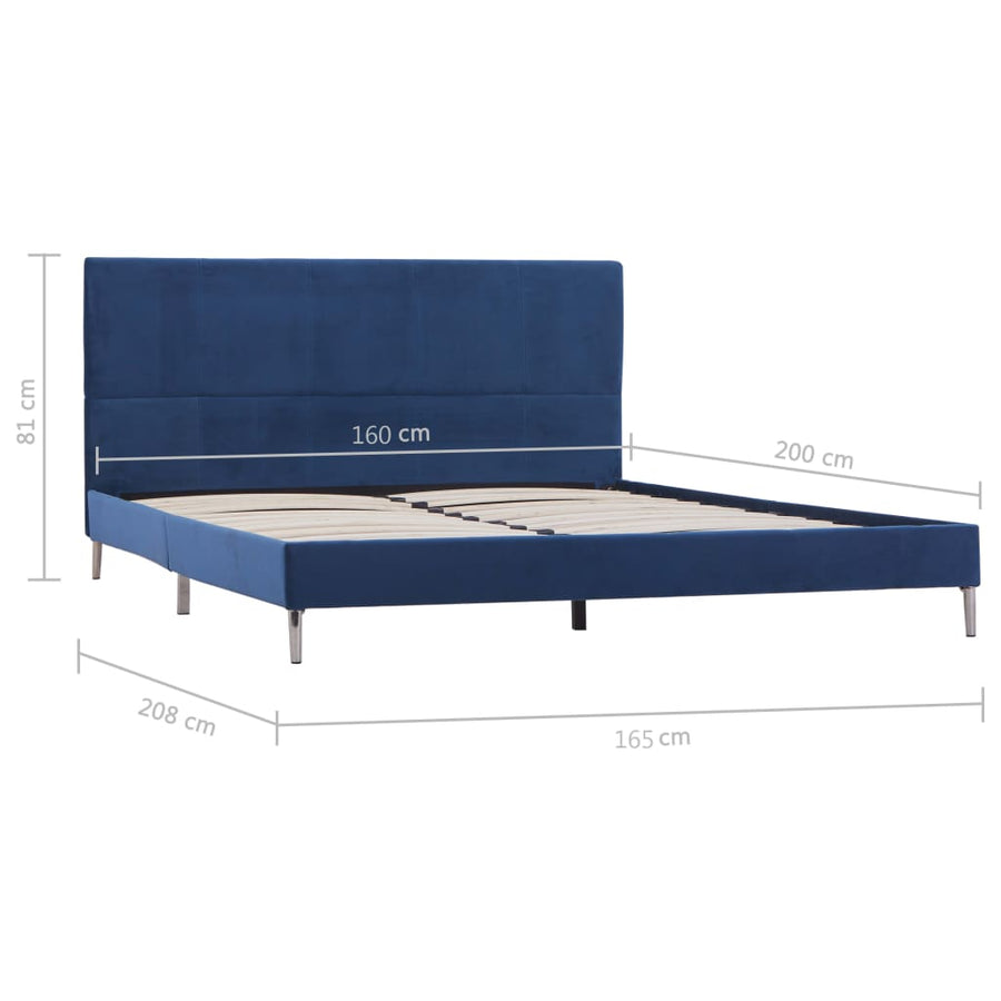 Bedframe Stof 160 x 200 cm Blauw