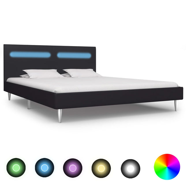 Bedframe Met Led Stof 160 x 200 cm Zwart