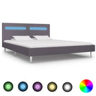 Bedframe Met Led Stof Grijs 160X200 Cm 160 x 200 cm