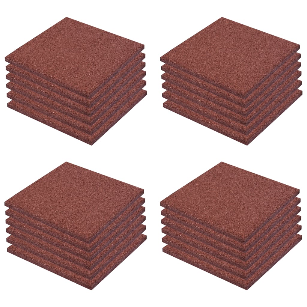 Valtegels 24 st 50x50x3 cm rubber rood 24 Rood