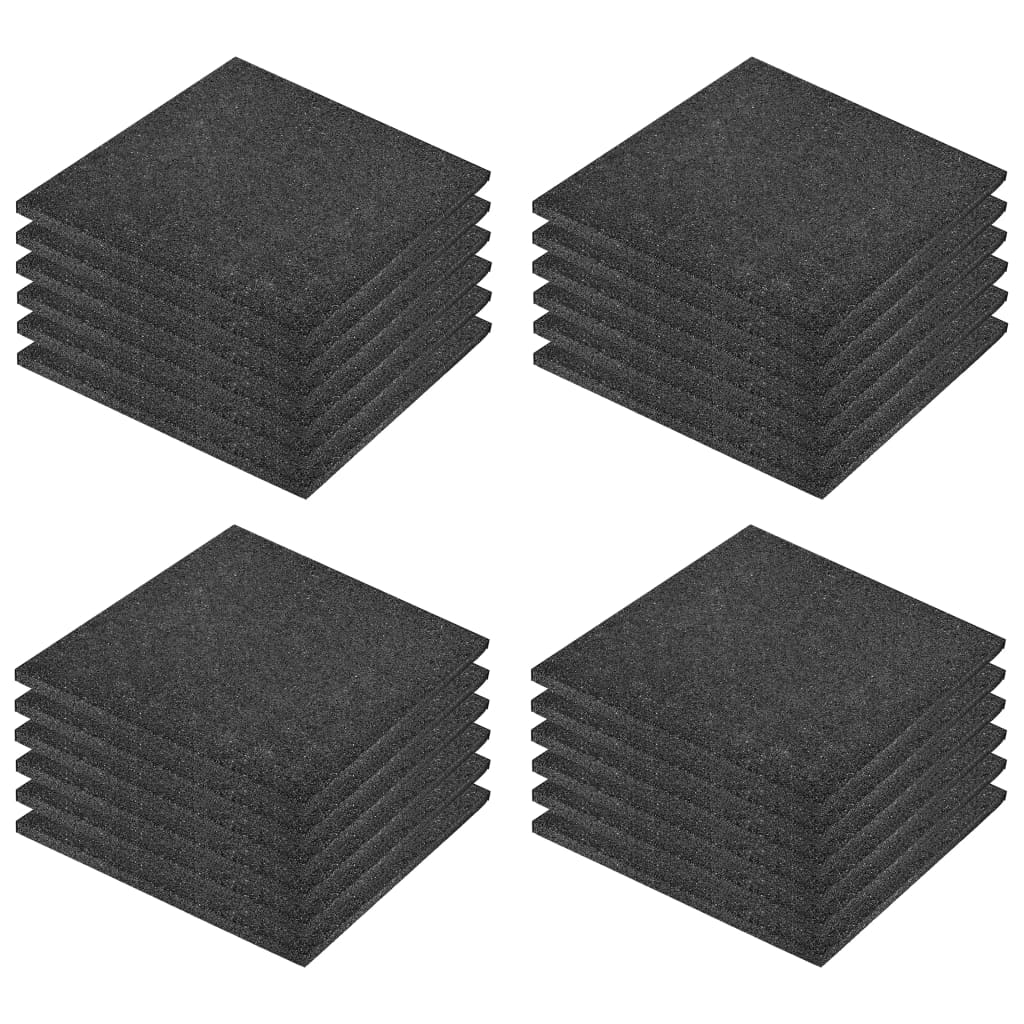 Valtegels 24 st 50x50x3 cm rubber zwart Zwart