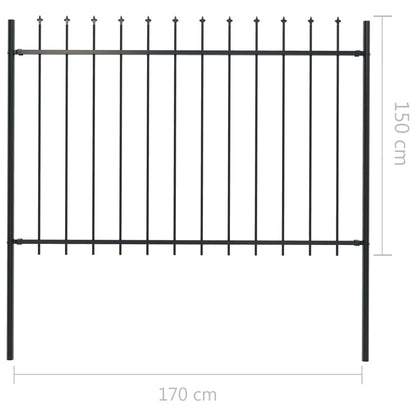 Tuinhek met speren bovenkant 1,7x1,5 m staal zwart 1.5 m 1.7 m
