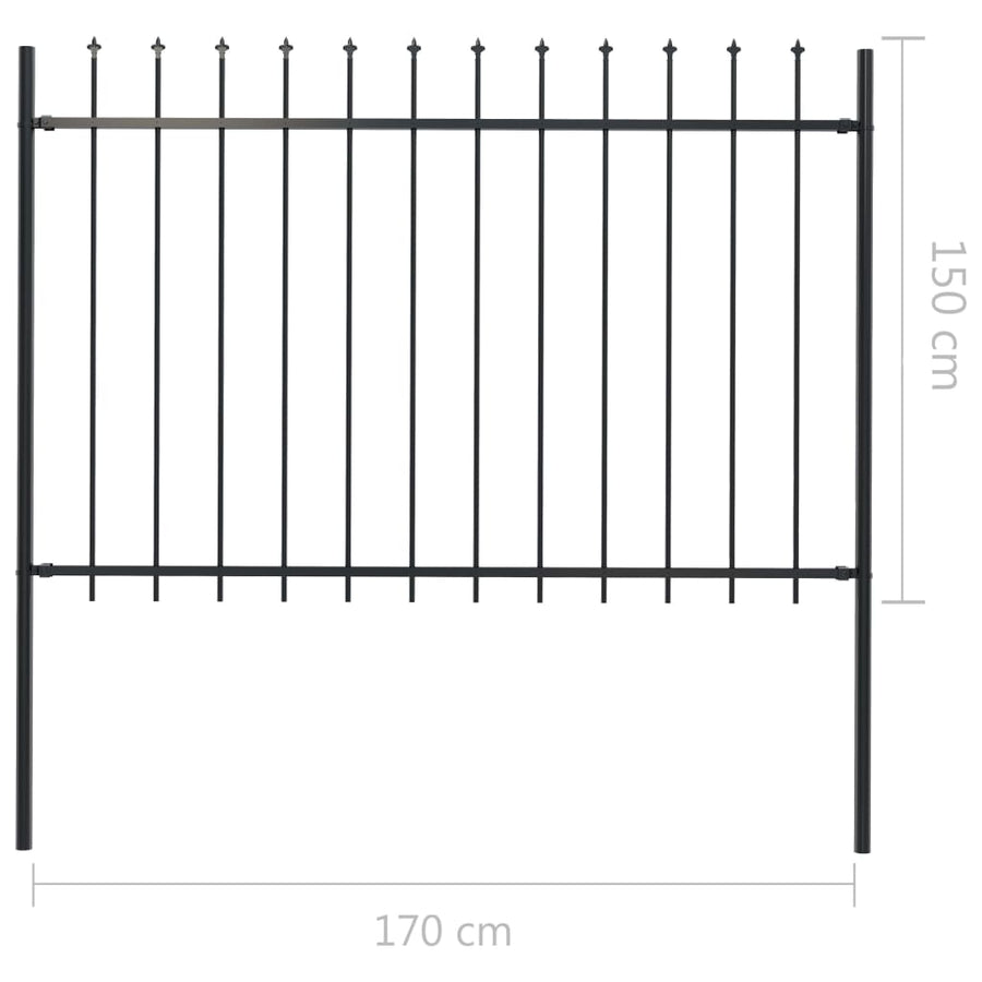 Tuinhek met speren bovenkant 1,7x1,5 m staal zwart 1.5 m 1.7 m
