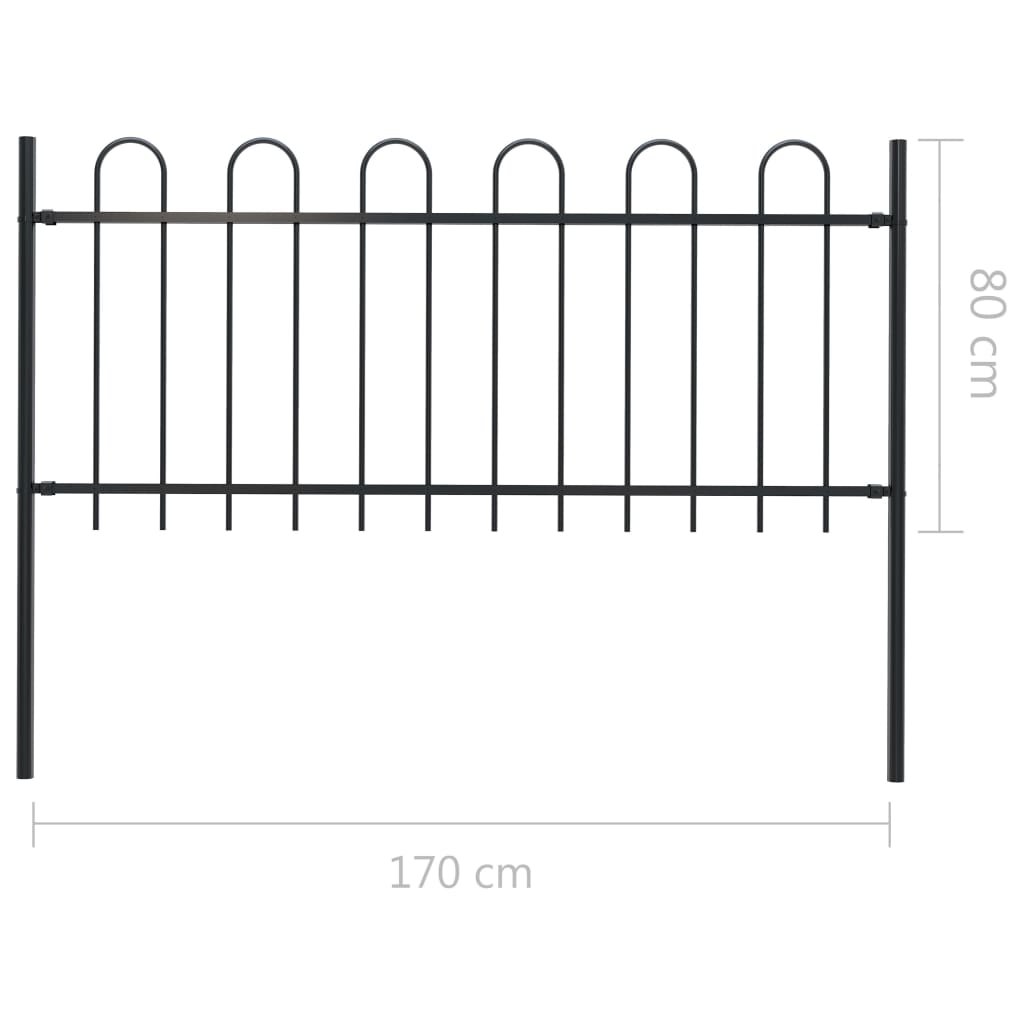 Tuinhek met ronde bovenkant 1,7 m staal zwart 0.8 m 1.7 m