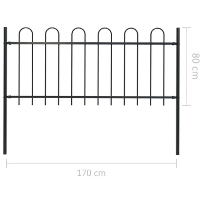 Tuinhek met ronde bovenkant 1,7 m staal zwart 0.8 m 1.7 m
