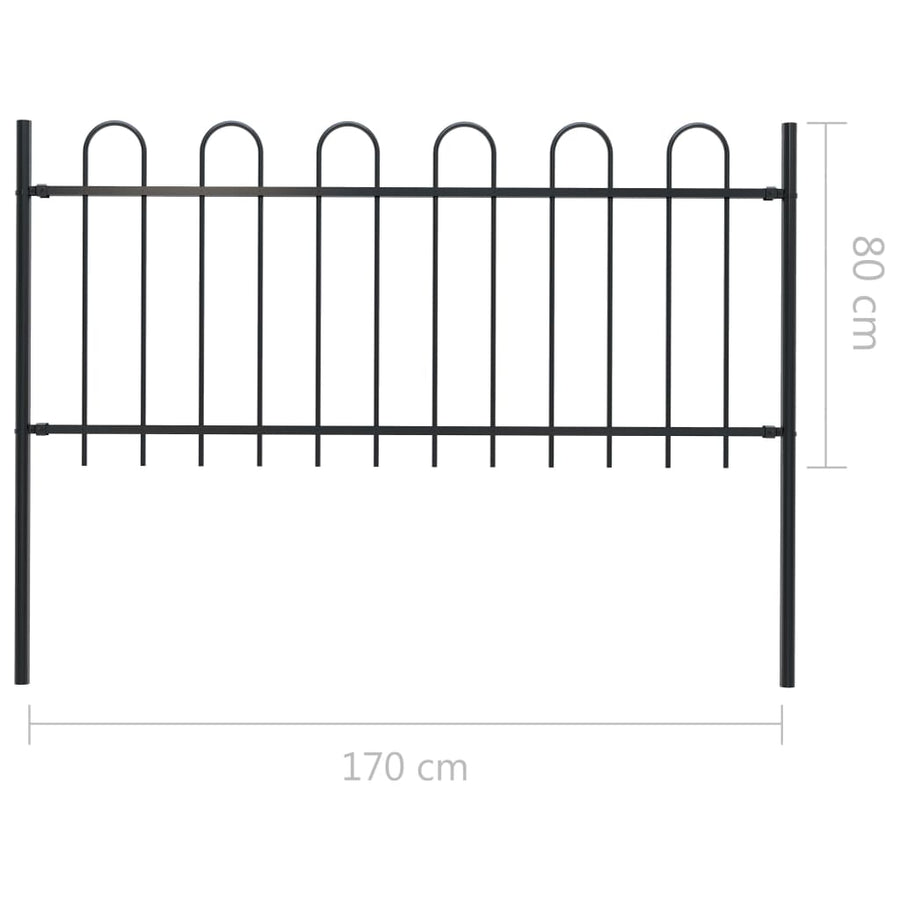 Tuinhek met ronde bovenkant 1,7 m staal zwart 0.8 m 1.7 m