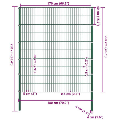 Schuttingpaneel Met Palen 1,7X2 M Ijzer Groen