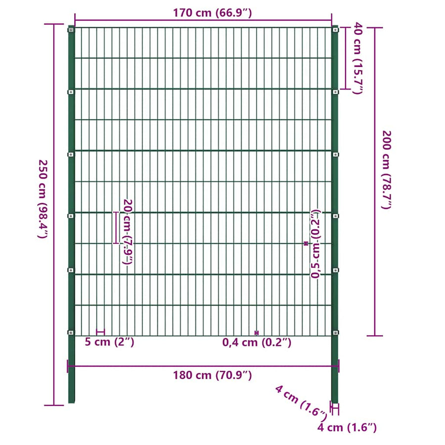 Schuttingpaneel Met Palen 1,7X2 M Ijzer Groen