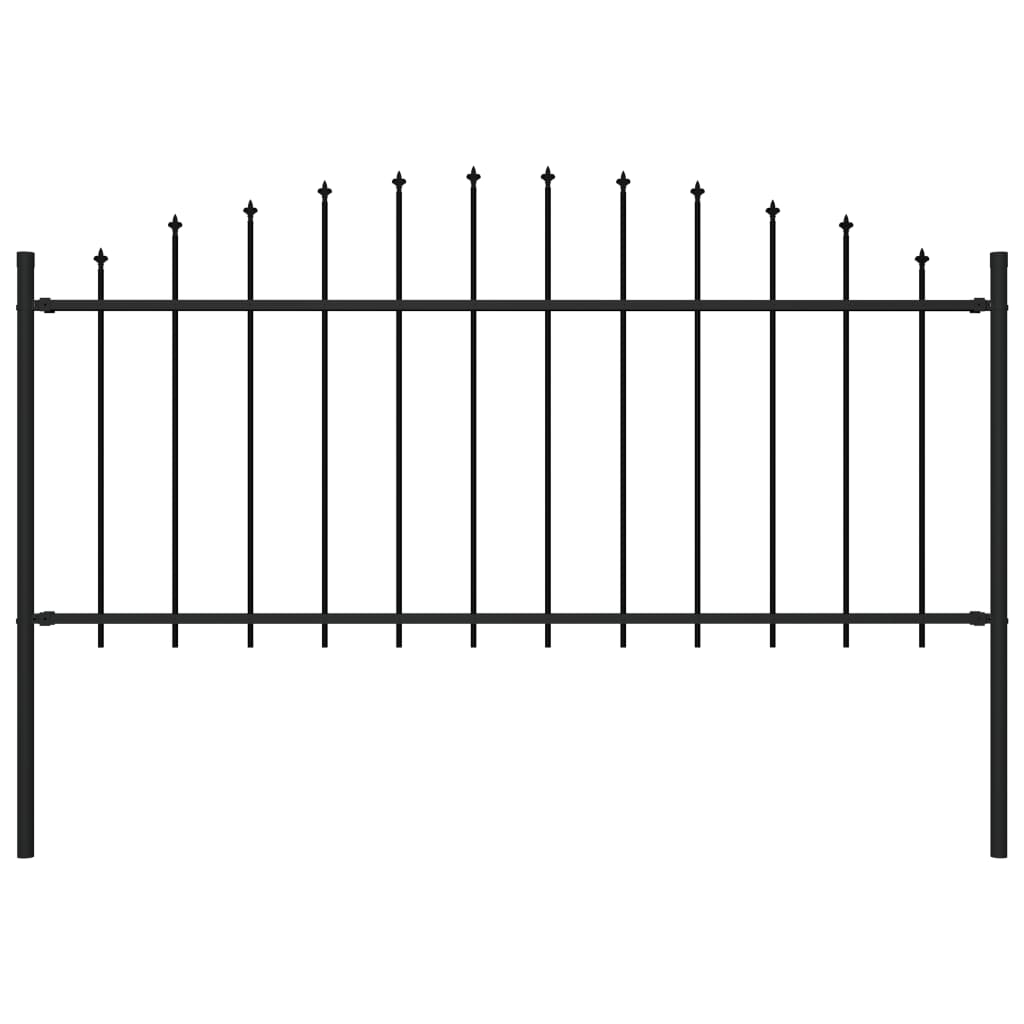 Tuinhek Met Speren Bovenkant (0,5-0,75)X,7 M Staal Zwart 50-75 cm 1.7 m